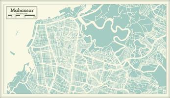 Makassar Indonesia City Map in Retro Style. Outline Map. vector