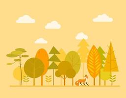 Autumn forest concept in flat style for print and design.Vector illustration. vector