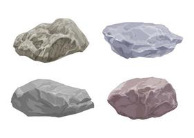 Set of different natural stones on a white background. For illustrations and landscaping. Vector illustration.