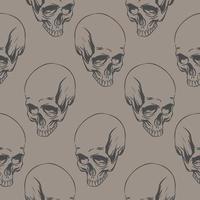 Pattern of skulls on a gray background in hendrow style for print and design.Vector illustration. vector