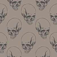 Pattern of skulls on a gray background in hendrow style for print and design.Vector illustration. vector