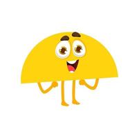 Semicircle math shape character, funny object vector