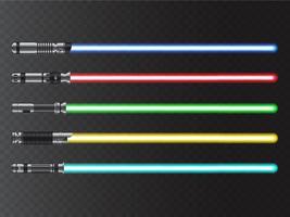 Light swords, Sci Fi laser sabers with glow blades vector