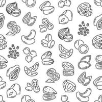 Outline nuts and seeds snacks seamless pattern vector