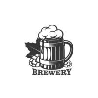 Beer brewery icon, pint mug and hop, craft beer vector