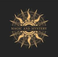Magic mystery, occult and witchcraft circle icon vector