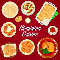 Ukrainian cuisine menu cover, traditional food vector