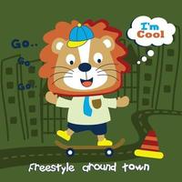 playing skateboard funny animal cartoon vector