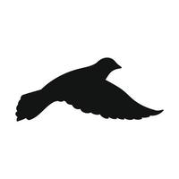 Silhouette of a bird with lowered wings side view. Vector illustration.