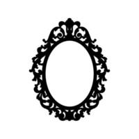 Oval elegant classic frame. Black silhouette. vector