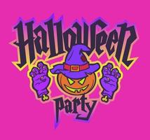 Halloween party pink logo. vector