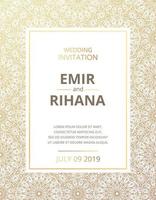 invitación a una boda musulmana. patrón de oro ilustración vectorial vector de plantilla.