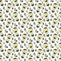 Aerostat pattern1. Seamless pattern with cute aerostat character. Doodle cartoon color vector illustration.
