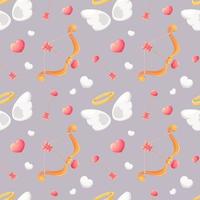Pattern with cartoon angel wings, cupid's bow and arrows for kids vector
