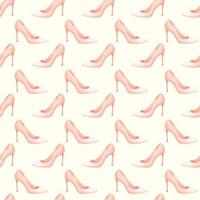 Pattern with cartoon pink princess shoe on white background vector