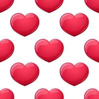 Pattern with cartoon red hearts on white background vector