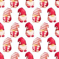 Pattern with cartoon Scandinavian gnomes on Valentine's Day on white background vector