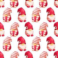 Pattern with cartoon Scandinavian gnomes on Valentine's Day on white background vector