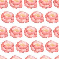 Pattern with cartoon pink peony on white light background vector