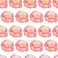 Pattern with cartoon pink peony on white light background vector