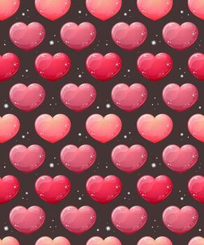 patrón con corazones multicolores sobre fondo negro con lentejuelas vector