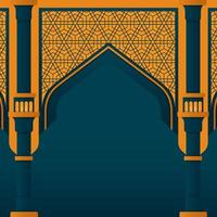 Islamic background design in green and yellow design for ramadan or eid template design vector