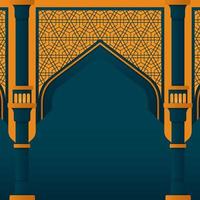 Islamic background design in green and yellow design for ramadan or eid template design vector