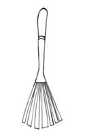 Small garden rake vector illustration. Handle rake. Garden tool. Vector stock illustration.