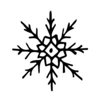 Doodle snowflake. Hand drawn vector winter element isolated on white background.