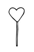 Heart lollipop. Hand drawn doodle sweet lollypop. Love all-day sucker isolated. vector