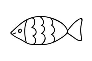 Doodle vector title fish illustration. Reef fish hand drawn illustration. Sticker, decoration, greeting cards.