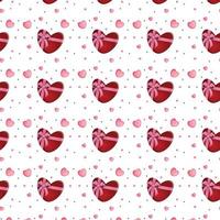 dibujos animados de patrones sin fisuras con caja de regalo en forma de corazón. papel digital romántico para el día de san valentín, invitaciones de boda, tarjetas de felicitación, scrapbooking, impresión, papel de regalo. vector