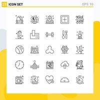 Universal Icon Symbols Group of 25 Modern Lines of celebration new money increase add Editable Vector Design Elements