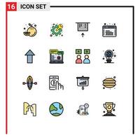 Universal Icon Symbols Group of 16 Modern Flat Color Filled Lines of upload arrow credit card web security programming Editable Creative Vector Design Elements