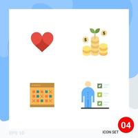 Pack of 4 creative Flat Icons of gift date like investment events Editable Vector Design Elements