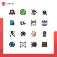 paquete de iconos de vector de stock de 16 signos y símbolos de línea para dulces comida bien postre invertir elementos de diseño de vector creativo editable