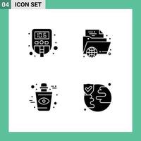 User Interface Pack of 4 Basic Solid Glyphs of level online test education bottle Editable Vector Design Elements