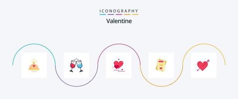 paquete de iconos de san valentín plano 5 que incluye amor. san valentin amar. enamorado. romántico vector