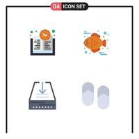 4 Creative Icons Modern Signs and Symbols of book time tray fish download holiday Editable Vector Design Elements