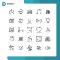 Modern Set of 25 Lines Pictograph of office building trolley note key Editable Vector Design Elements