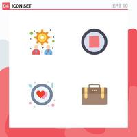 Pictogram Set of 4 Simple Flat Icons of management bag media circle working Editable Vector Design Elements