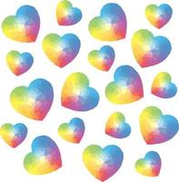 conjunto de corazón colorido en estilo polivinílico bajo en un fondo blanco vector