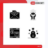 Stock Vector Icon Pack of 4 Line Signs and Symbols for dead internet skull king shop Editable Vector Design Elements