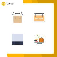 4 Universal Flat Icon Signs Symbols of bag grid shop sign autumn Editable Vector Design Elements