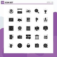 Pictogram Set of 25 Simple Solid Glyphs of win award salon pollution search Editable Vector Design Elements