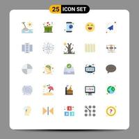 Pictogram Set of 25 Simple Flat Colors of send email online happy emoji Editable Vector Design Elements