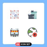 conjunto de 4 paquetes de iconos planos comerciales para dividir puntos electrónicos regalo pc elementos de diseño vectorial editables vector