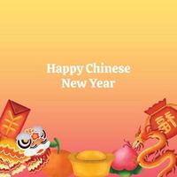 Chinese New Year Element Hand Drawn Frame Background vector