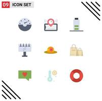 paquete de iconos de vector de stock de 9 signos y símbolos de línea para tapa playa batería anuncio signo elementos de diseño vectorial editables