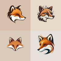 fox head logo minimal modern icon flat vector style